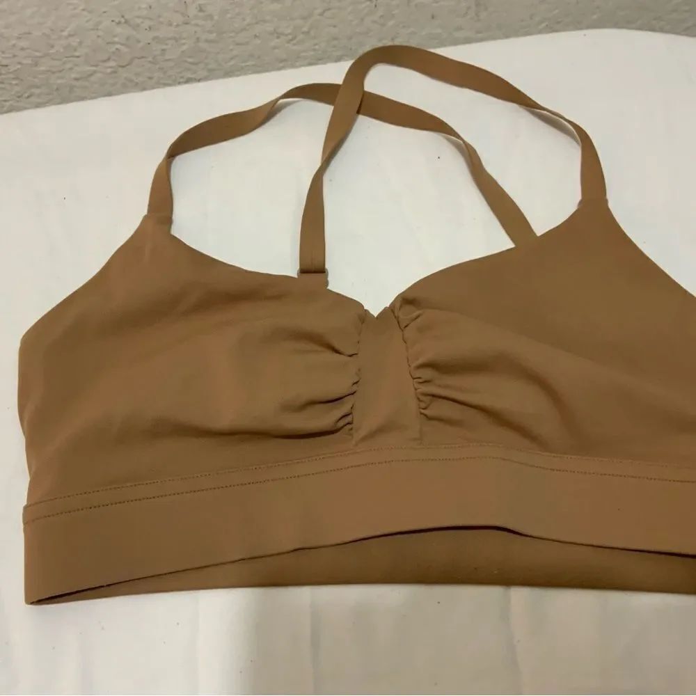 New All Access NYC Sports Bra brown size Small criss cross